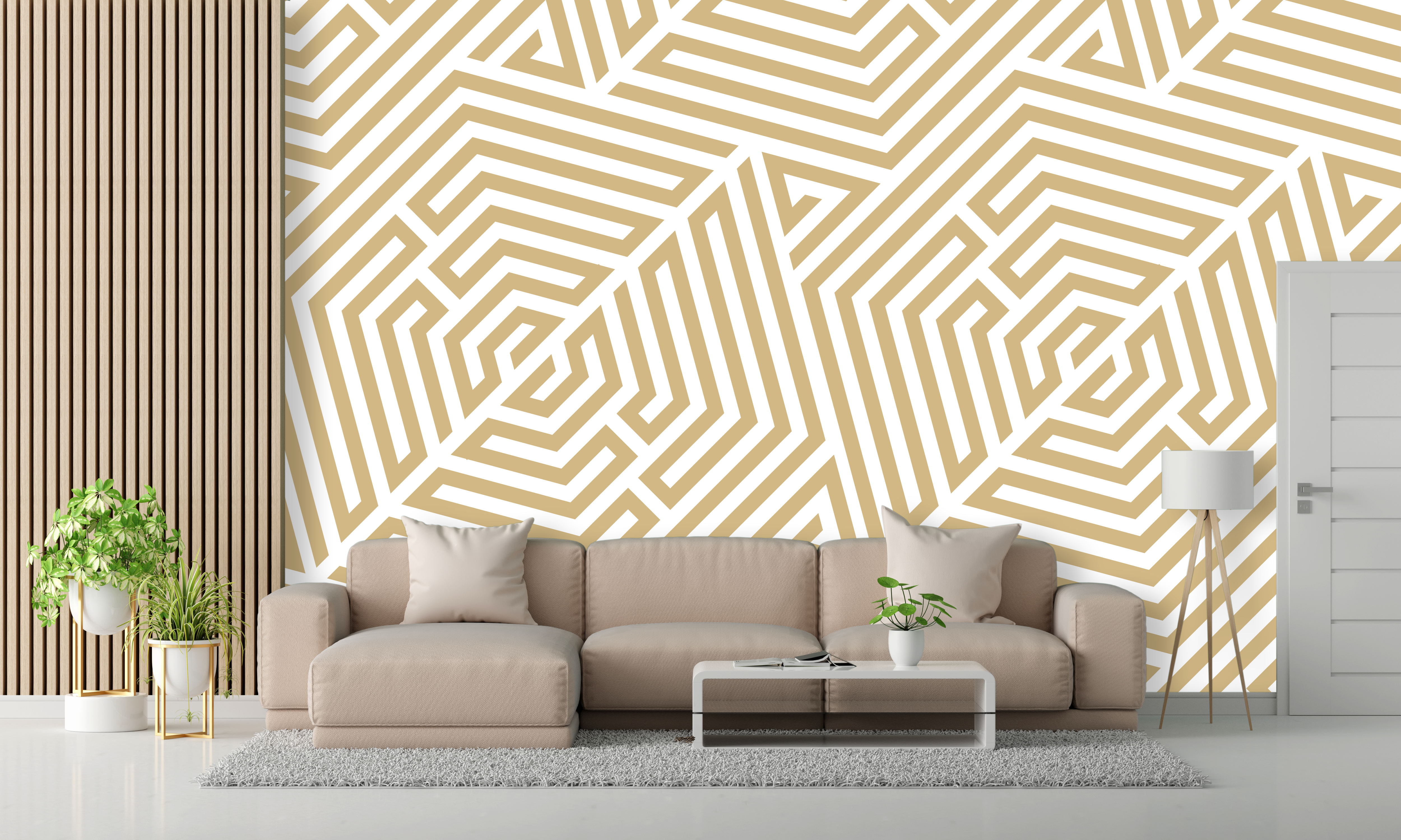 Beige Pattern Wall Paper